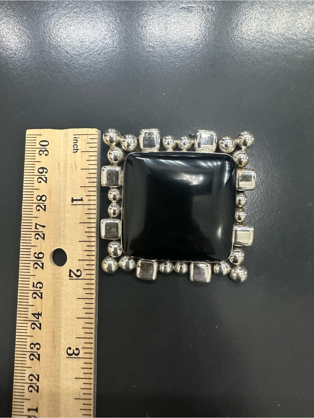 Vintage Sterling Silver and Black Onyx Convertible Statement Brooch and pendant - Picture 6 of 6